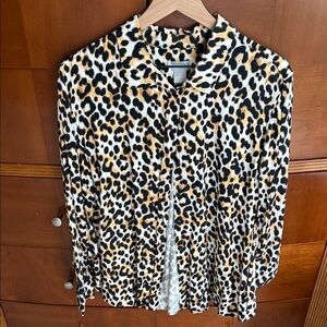 EUC Chico's Animal Print Blouse in Black and Tan size 3
